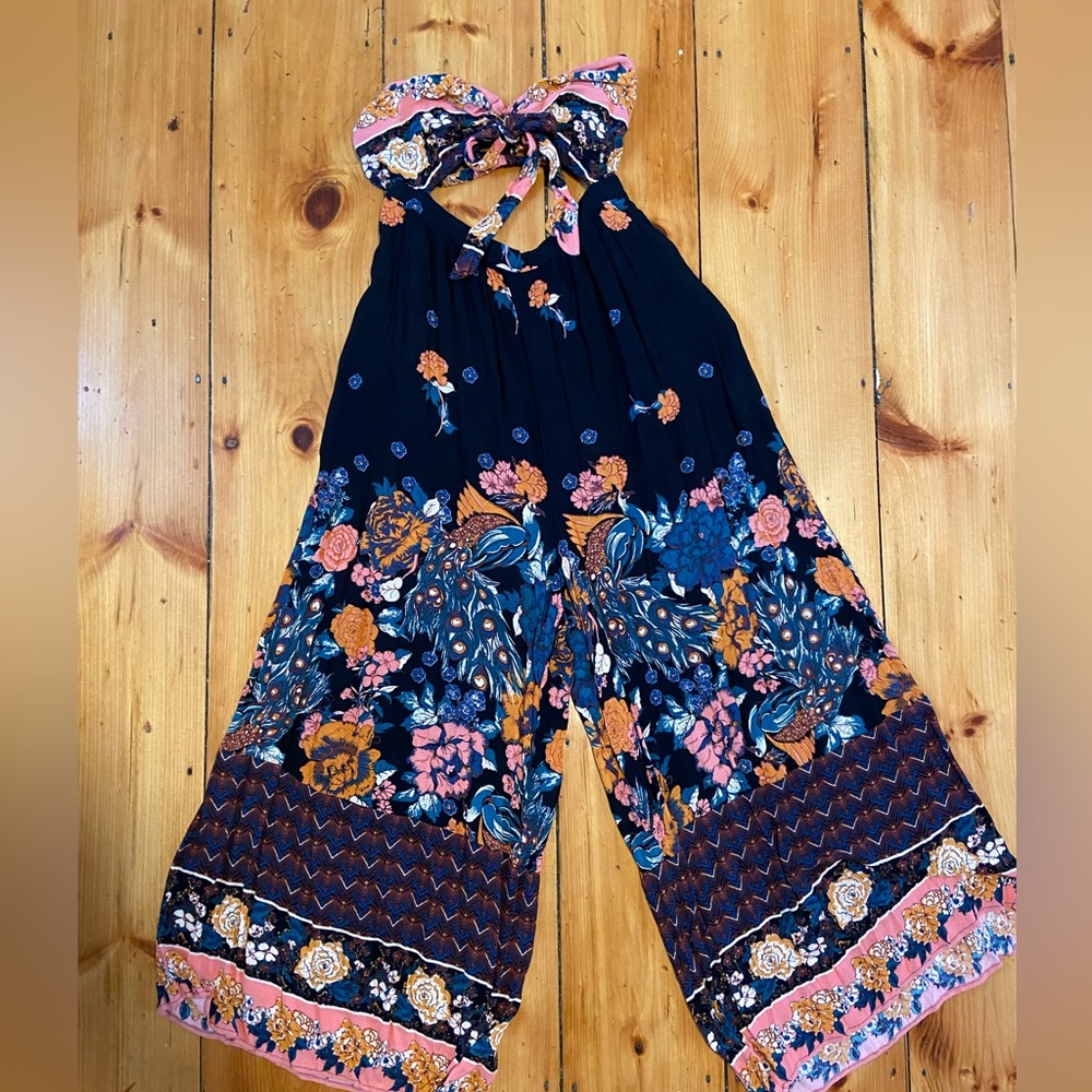 Free People Strapless Floral Jumpsuit